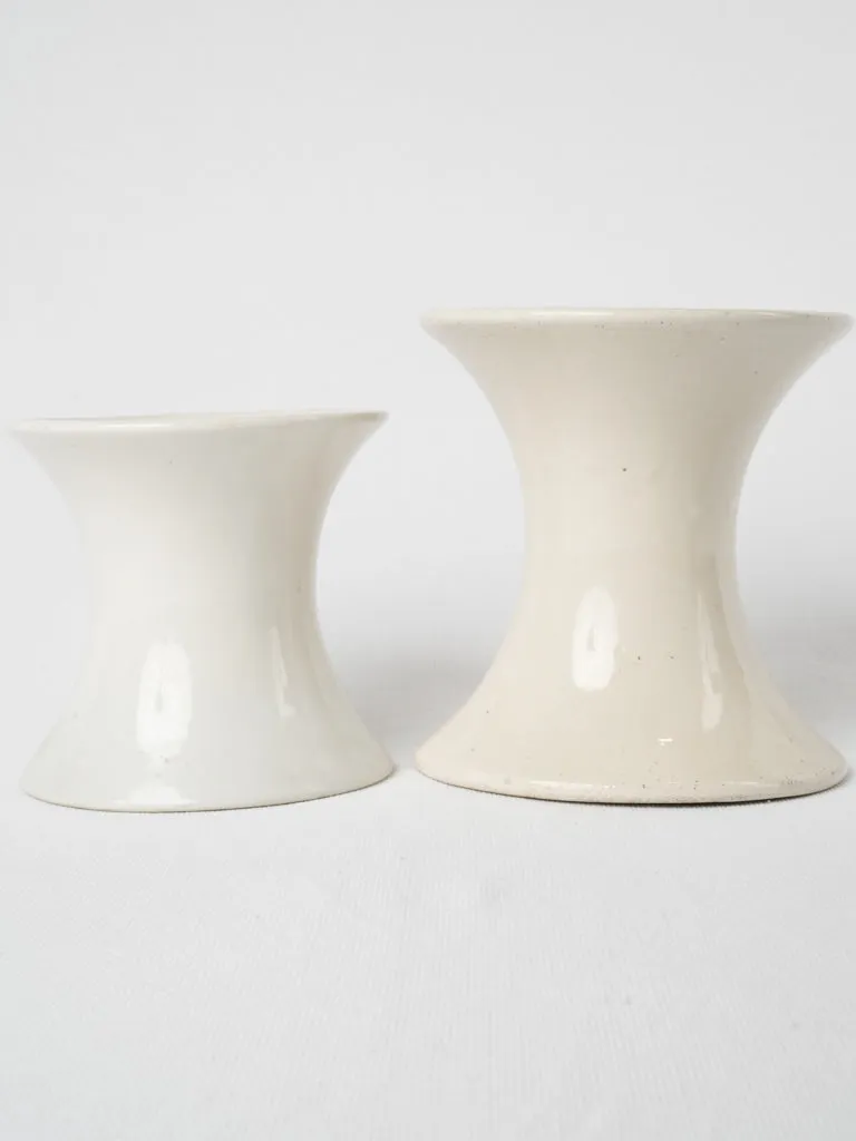 Pair of spindle earthenware vases - white 6¼"