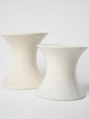 Pair of spindle earthenware vases - white 6¼"