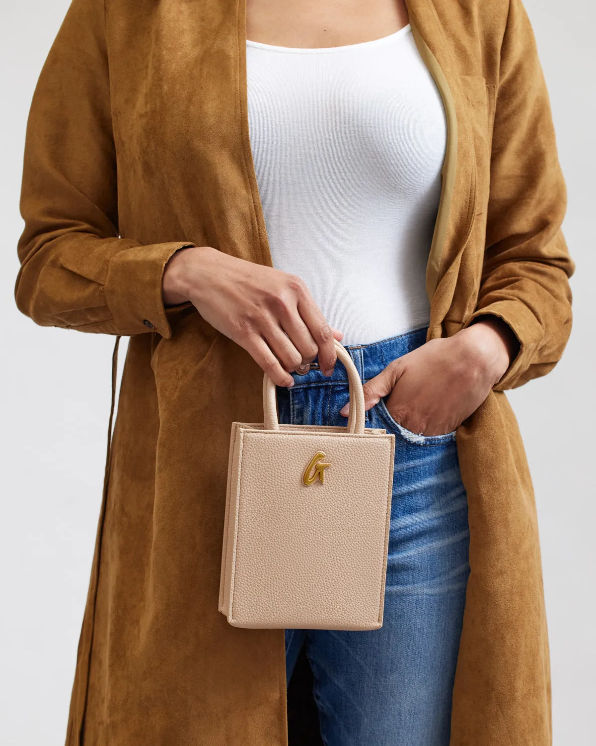 PEBBLE MINI TOTE NUDE