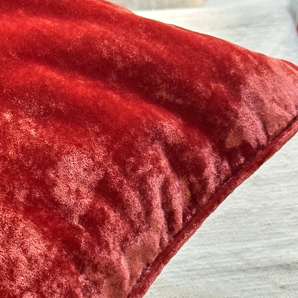 Plain Silk Velvet Cushion in Rose Bisque