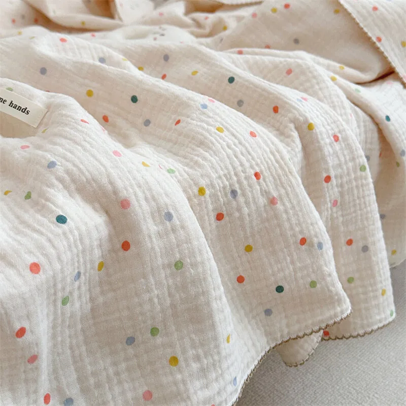 Polka Dot Cotton Baby Blanket and Pillow Set