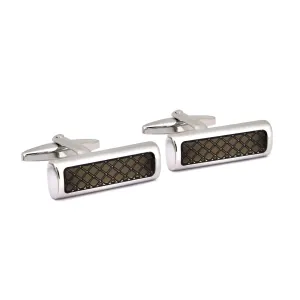 Rectangle Black Enamel Check Details Cufflinks (Online Exclusive)