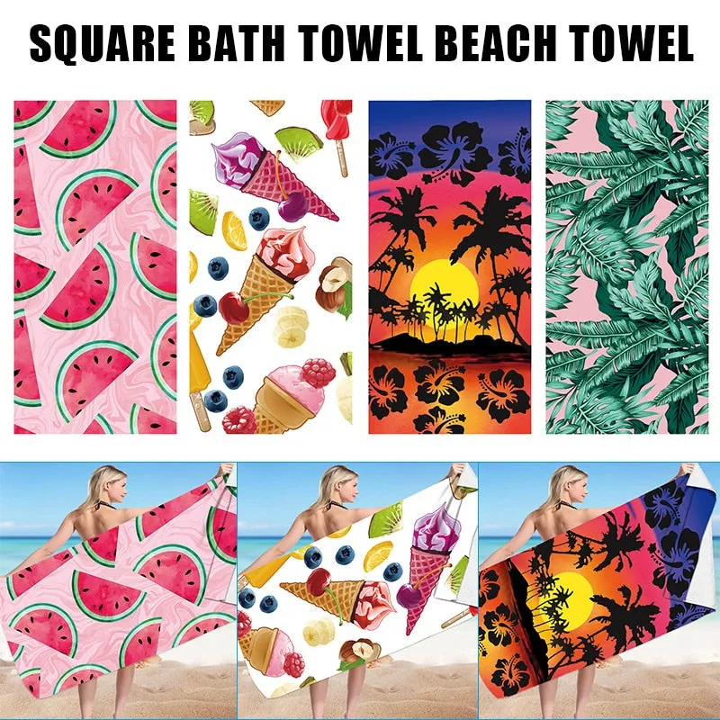 Rectangular Beach Towel Sand Free & Quick Dry Microfiber Beach Blanket Lounge Cover for Adults Kids Outdoor 150*75CM XR-