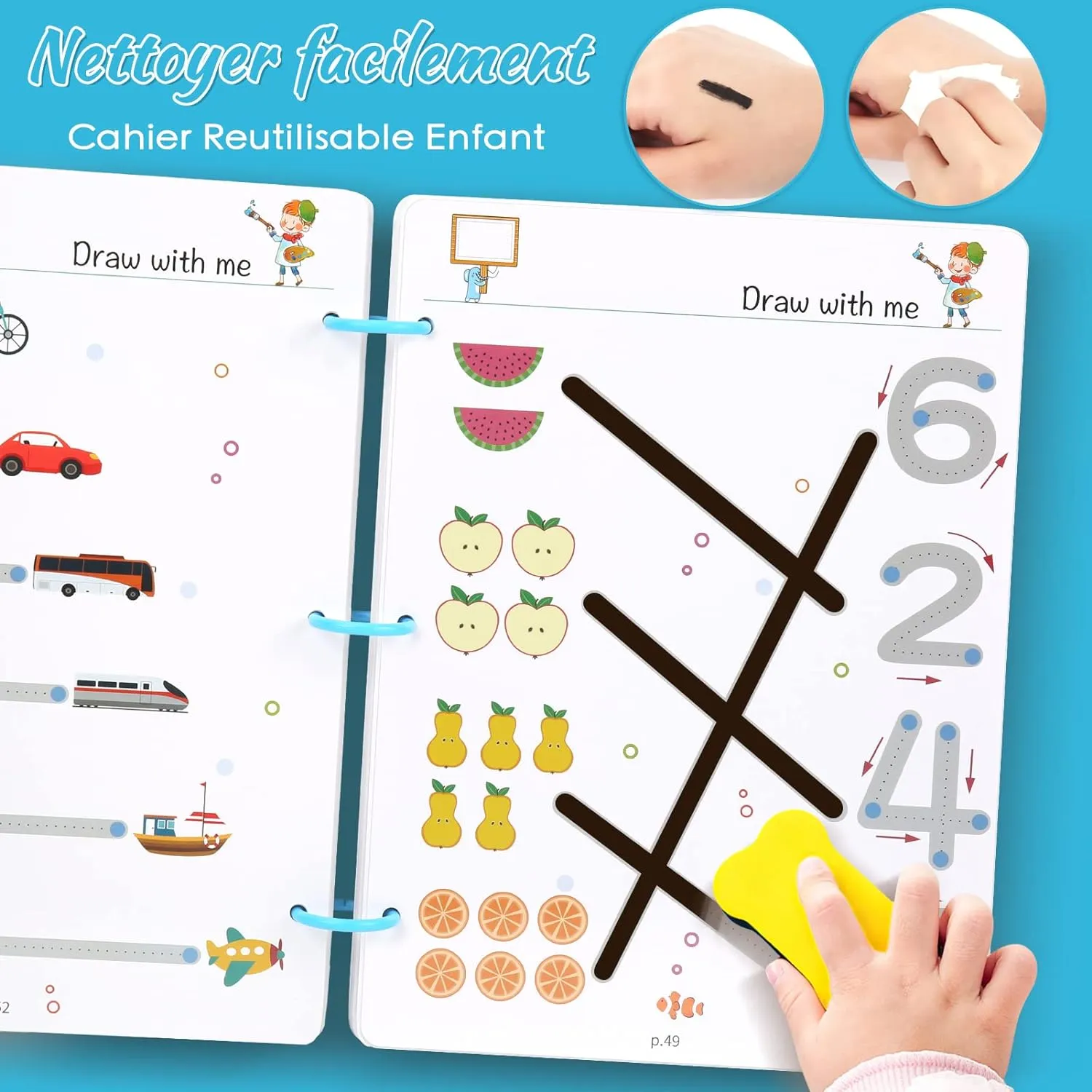 Reusable PreSchool Early Education Tracing Book with 64 Pages