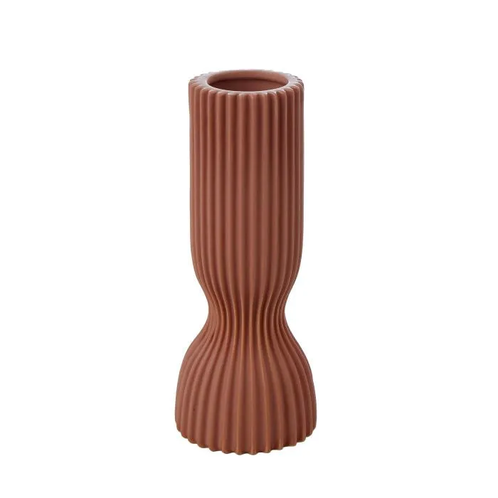 Ribbed Ceramic Vessel - Rust