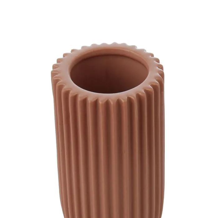 Ribbed Ceramic Vessel - Rust