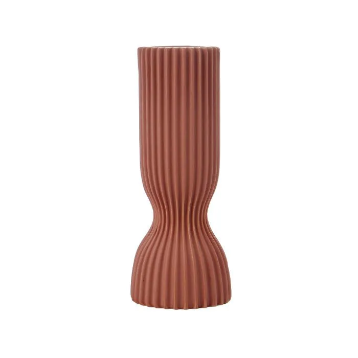 Ribbed Ceramic Vessel - Rust