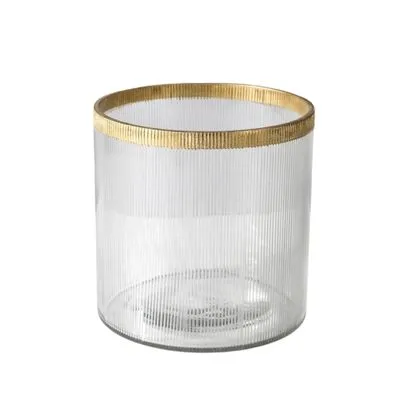 Ribbed Gold Rim Glass Vessel