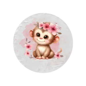 Round Blanket Personalised Monkey