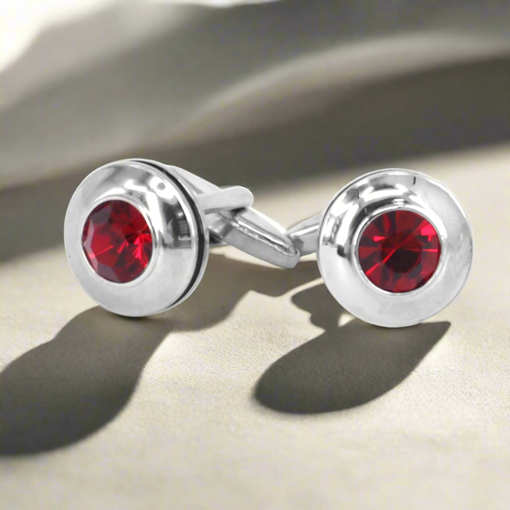 Round Silver 1  diamond crystal Cufflinks  (Online Exclusive)