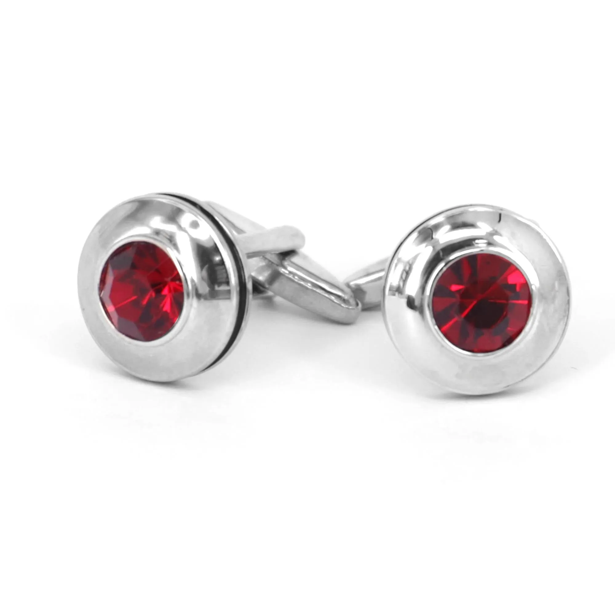 Round Silver 1  diamond crystal Cufflinks  (Online Exclusive)