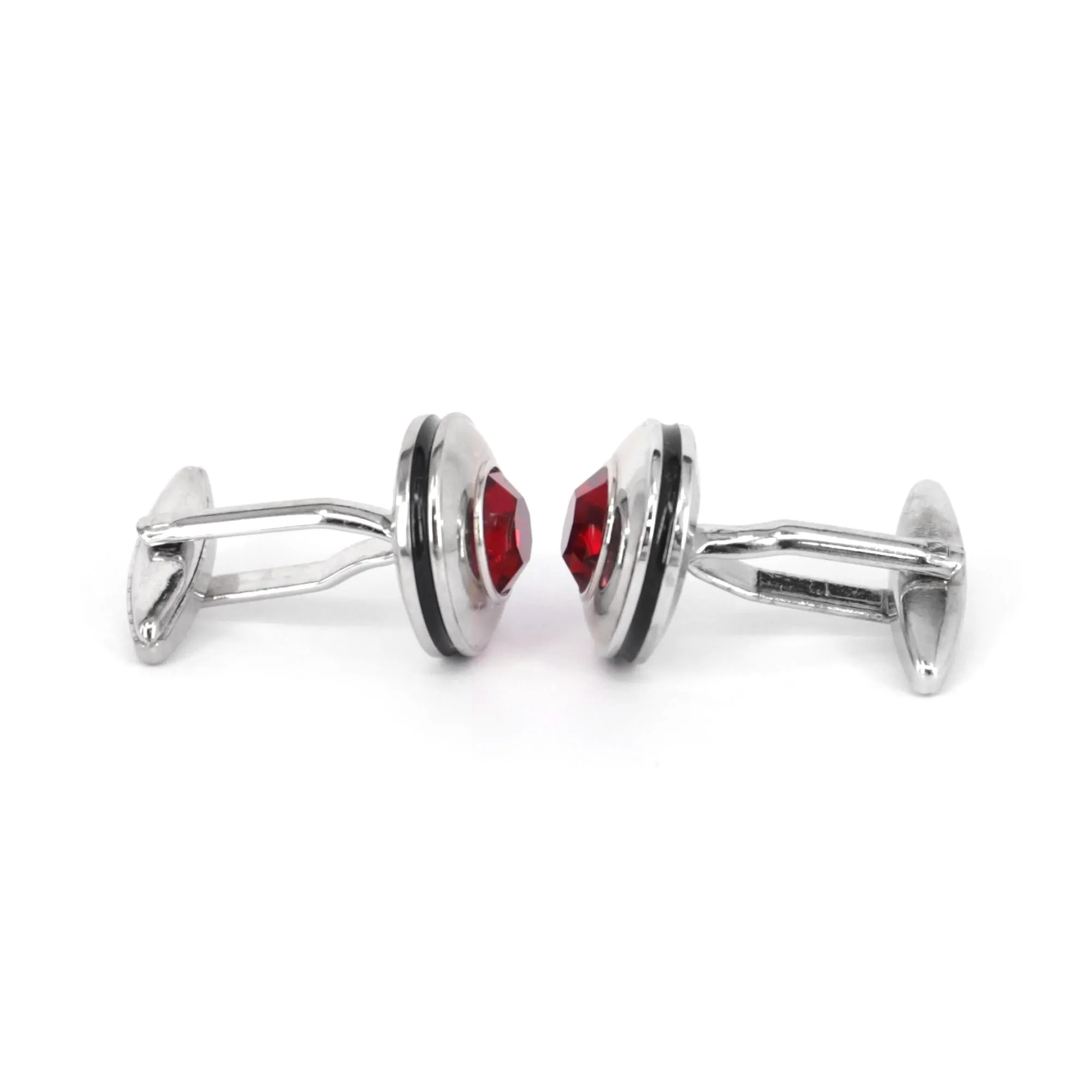 Round Silver 1  diamond crystal Cufflinks  (Online Exclusive)