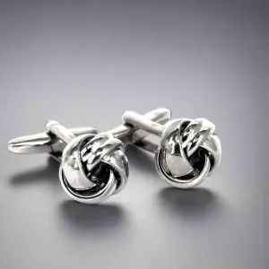 Silk Knot in Silver Cufflink - 2wires- Big