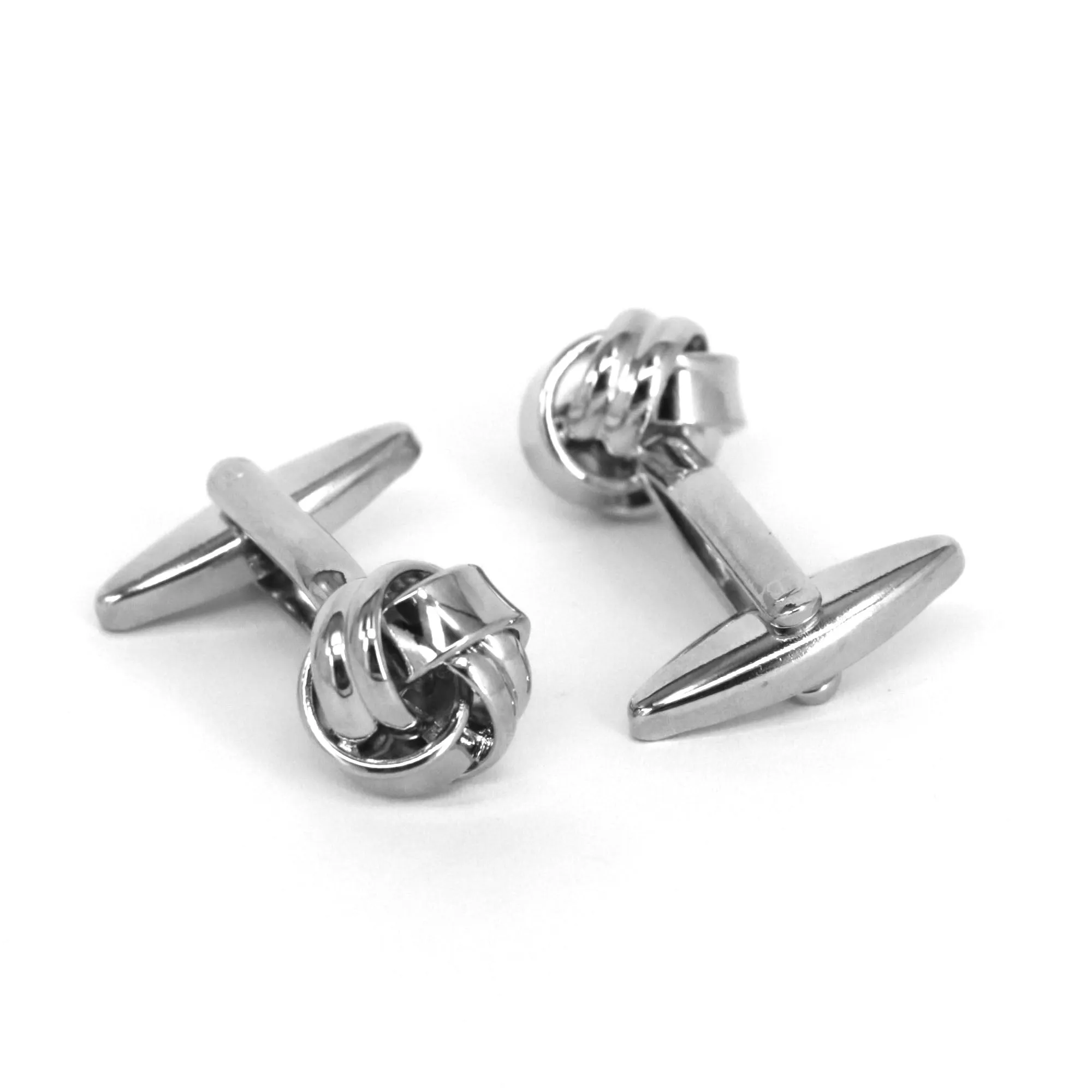 Silk Knot in Silver Cufflink - 2wires- Big