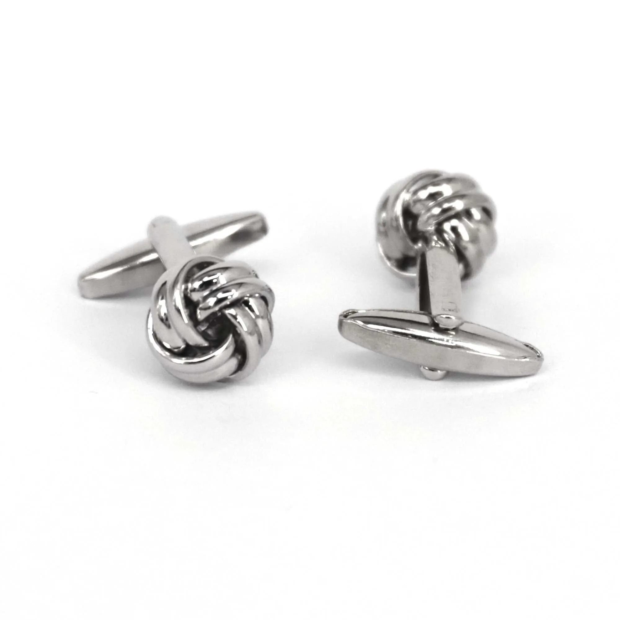 Silk Knot in Silver Cufflink - 2wires