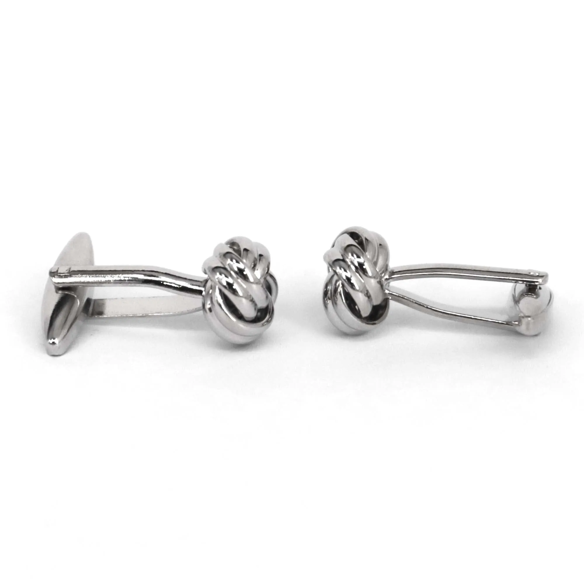 Silk Knot in Silver Cufflink - 2wires