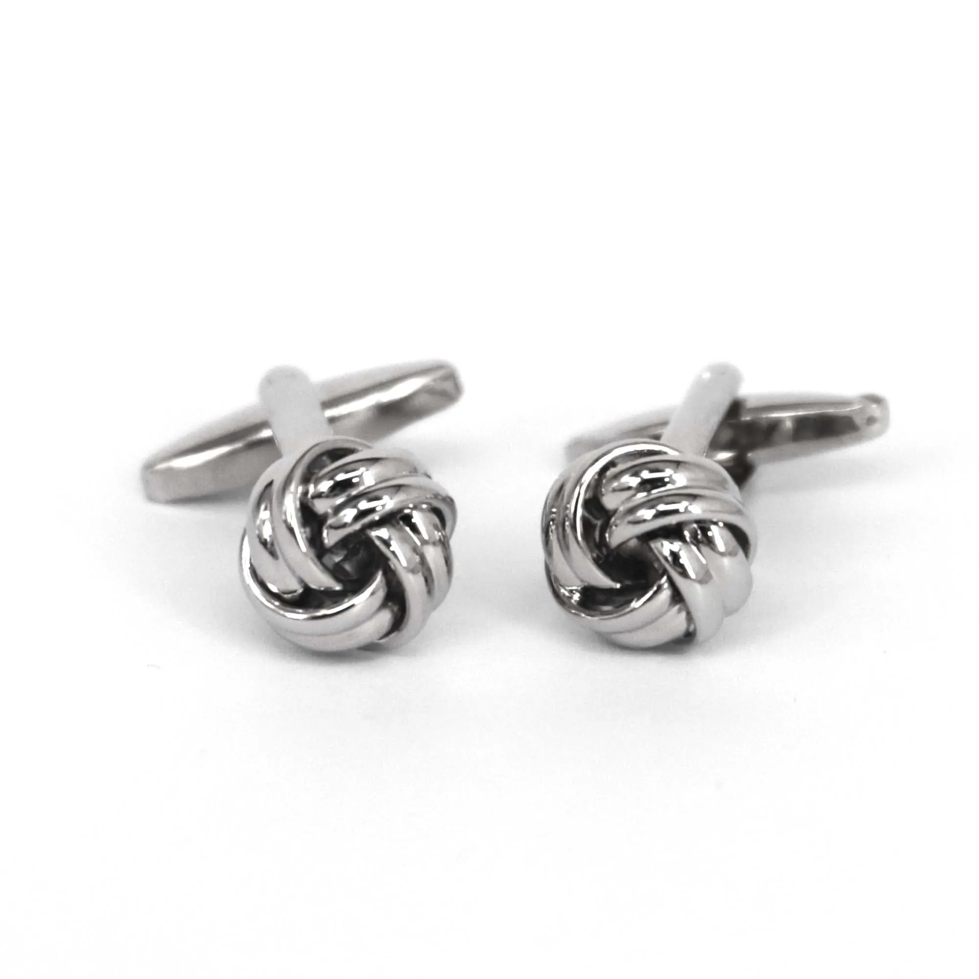 Silk Knot in Silver Cufflink - 2wires