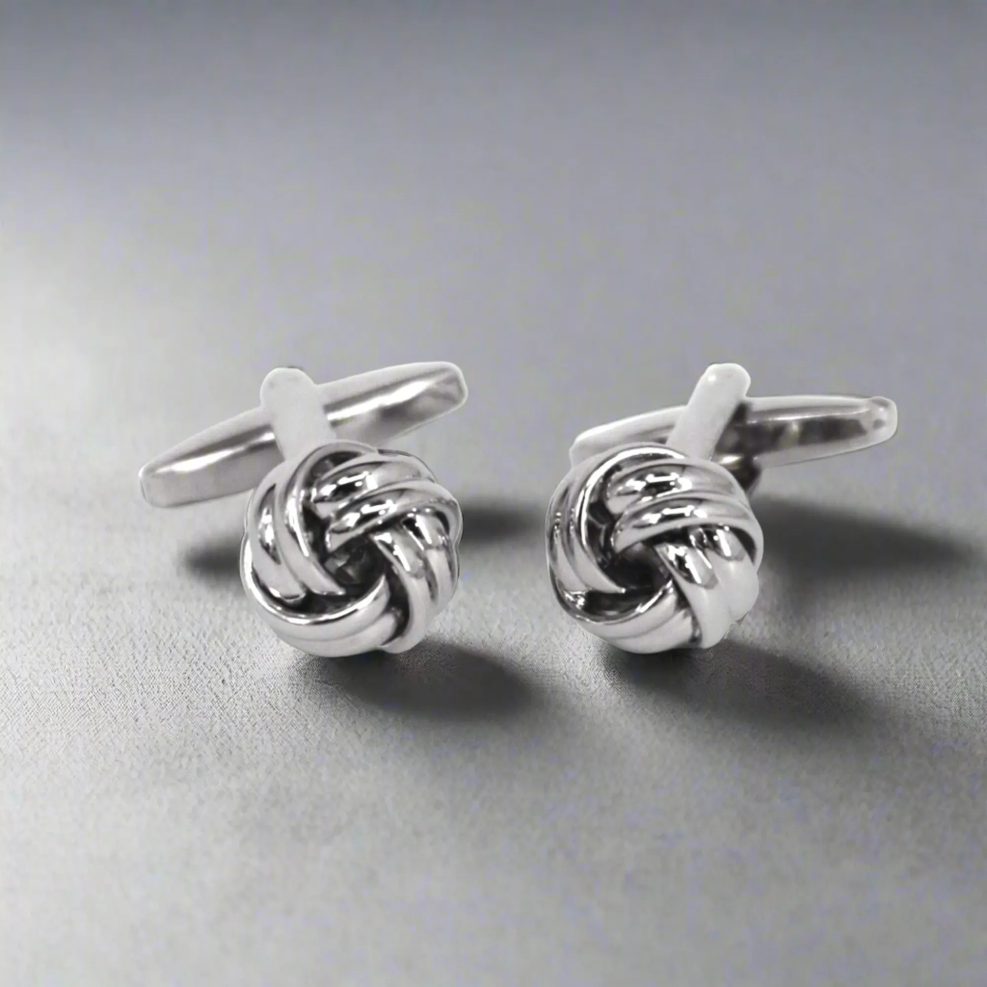 Silk Knot in Silver Cufflink - 2wires