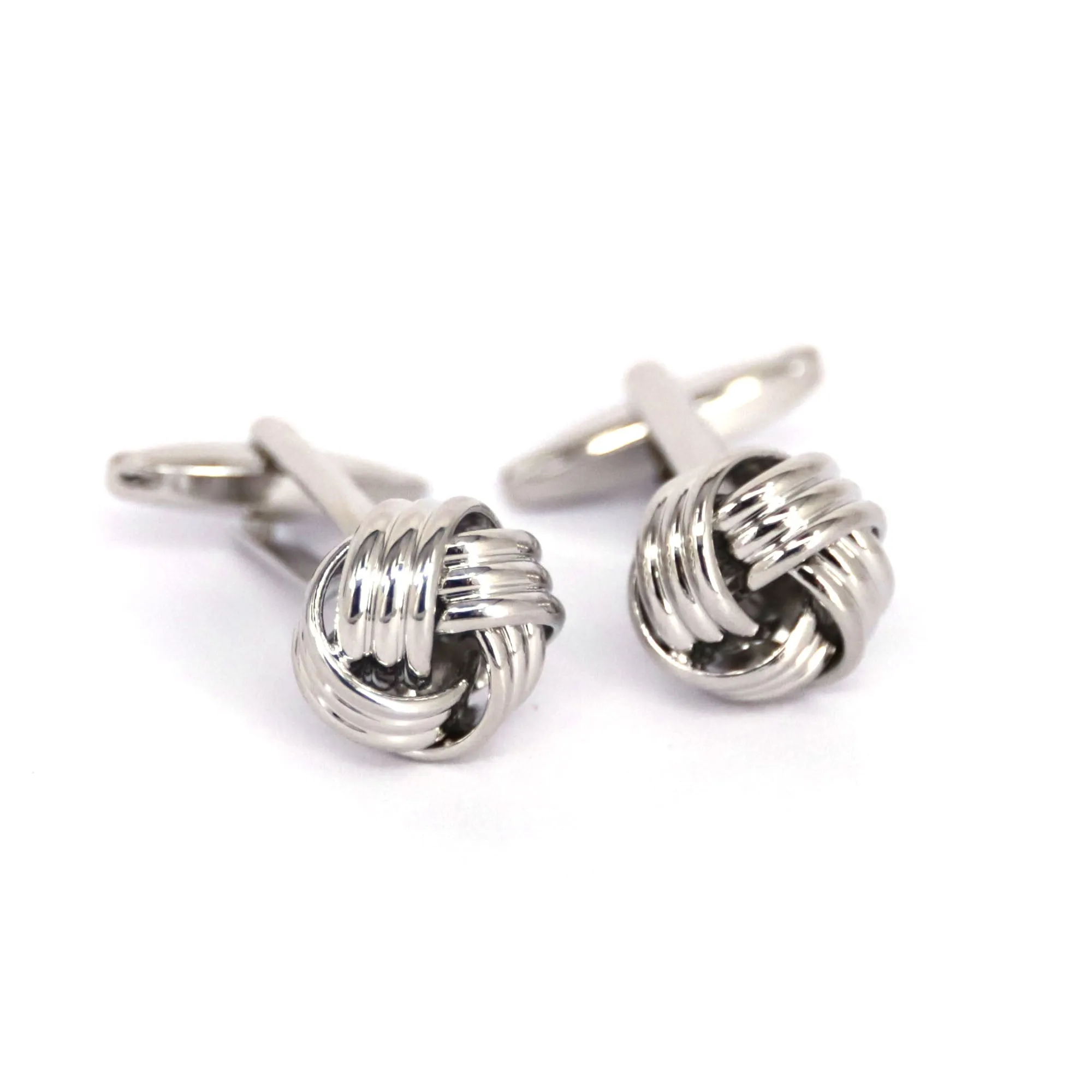 Silk Knot in Silver Cufflink - 3 wires