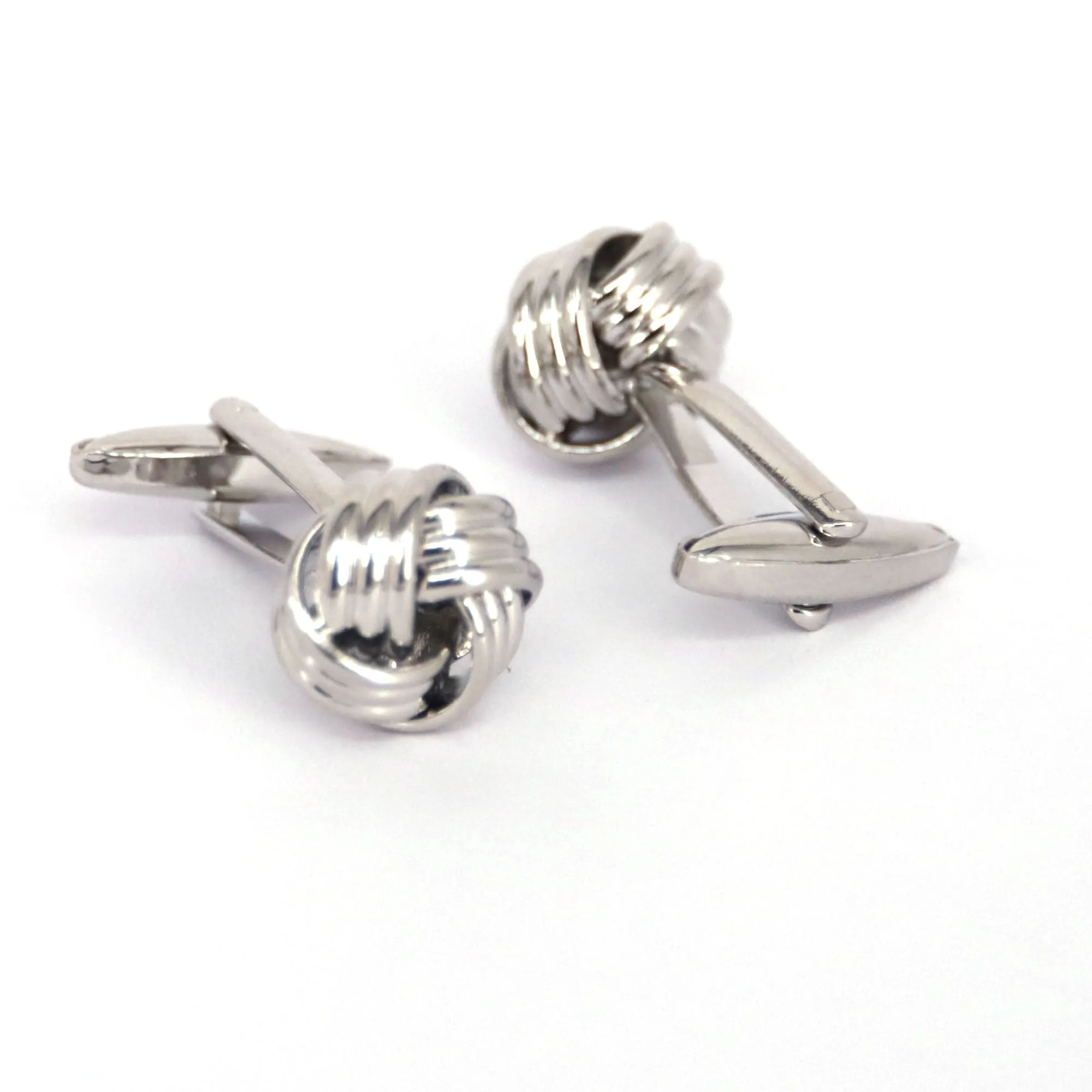 Silk Knot in Silver Cufflink - 3 wires