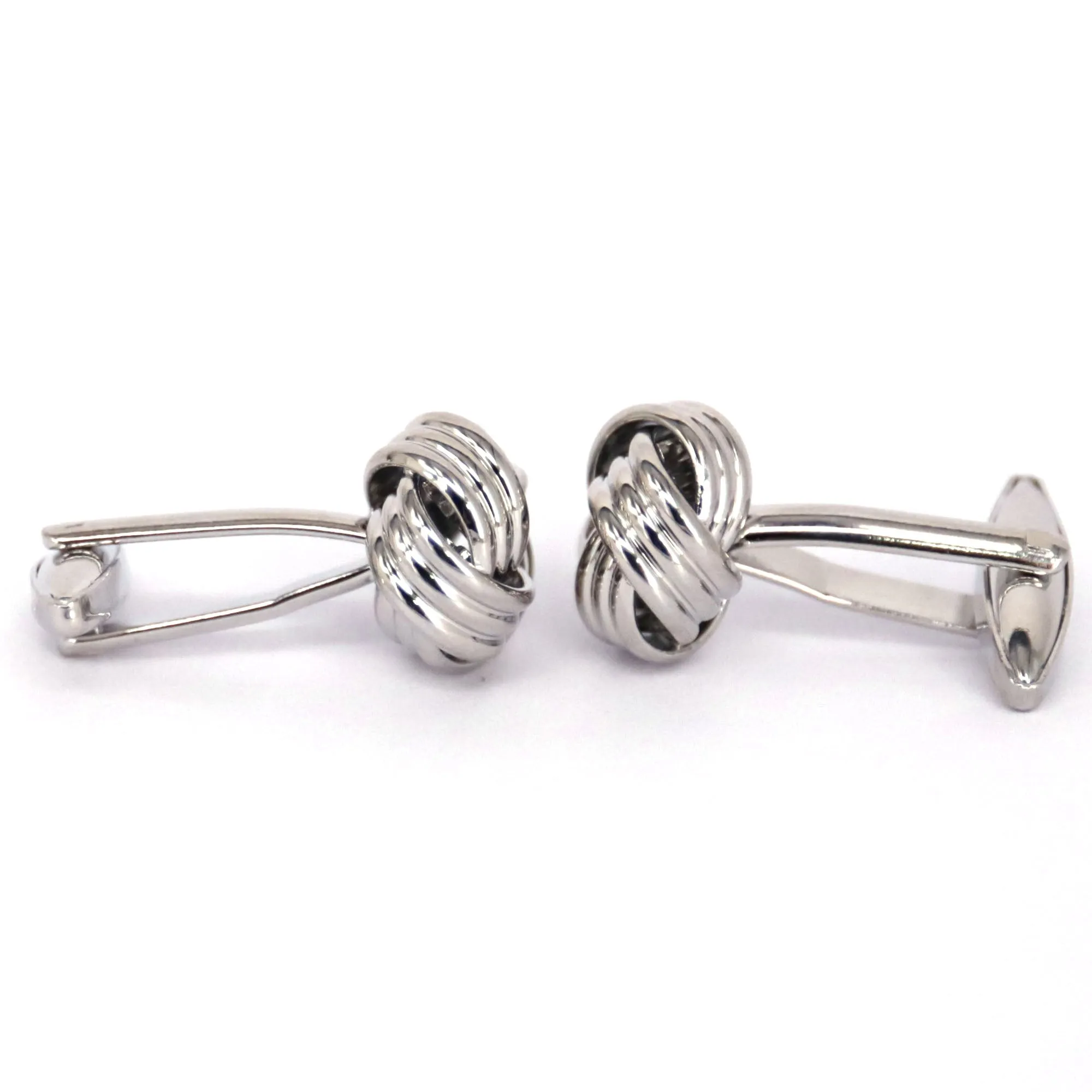 Silk Knot in Silver Cufflink - 3 wires