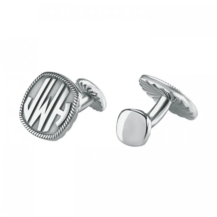 Square Recessed Block Monogram Cuff Links