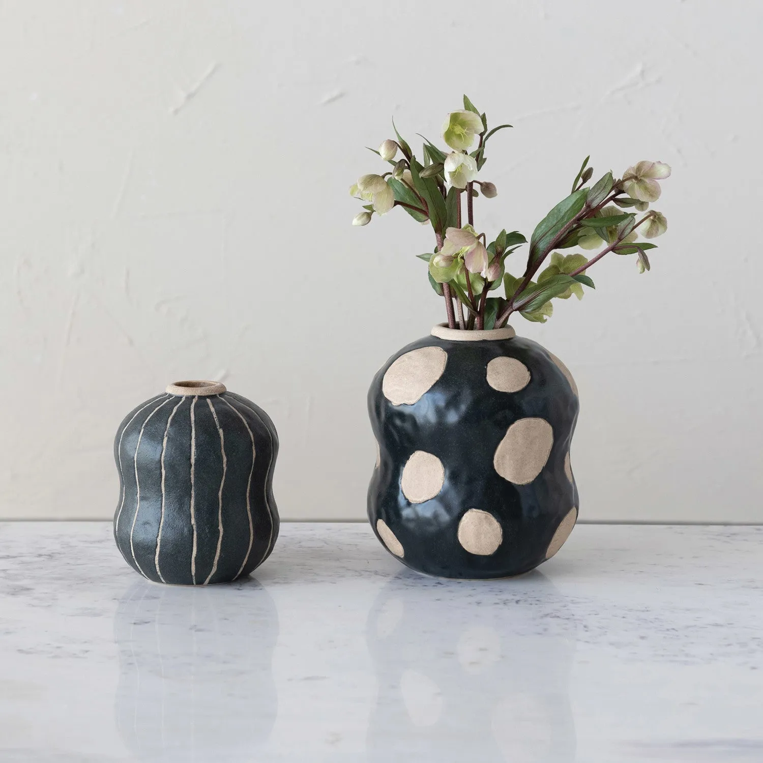 Stoneware Vase With Dots