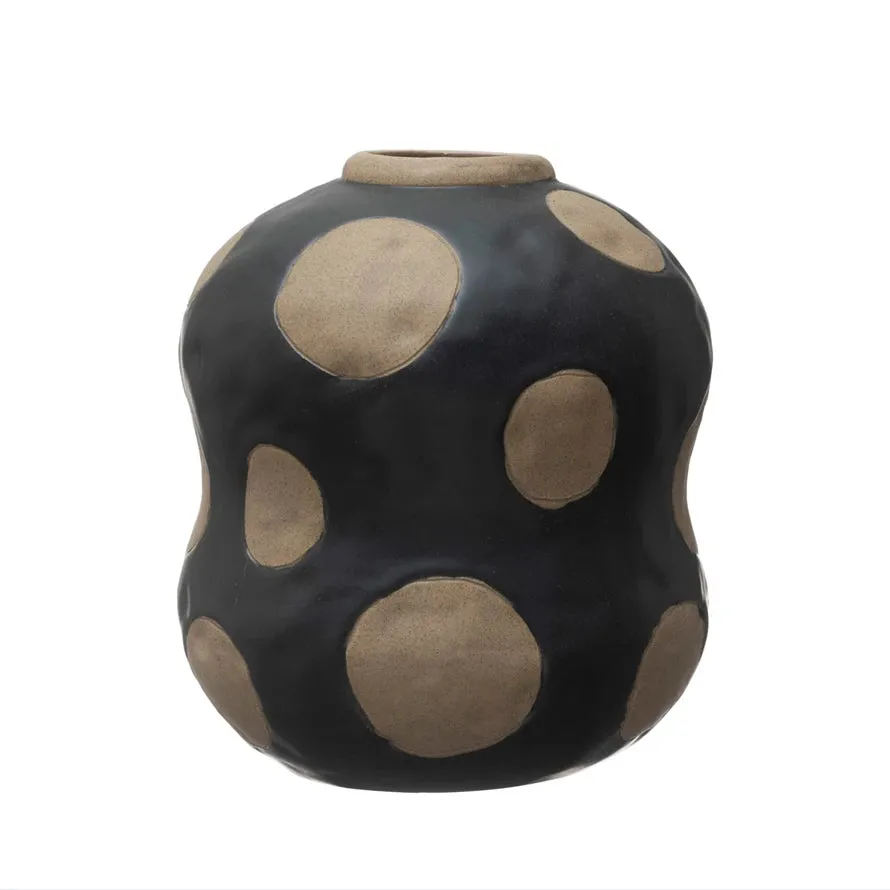 Stoneware Vase With Dots