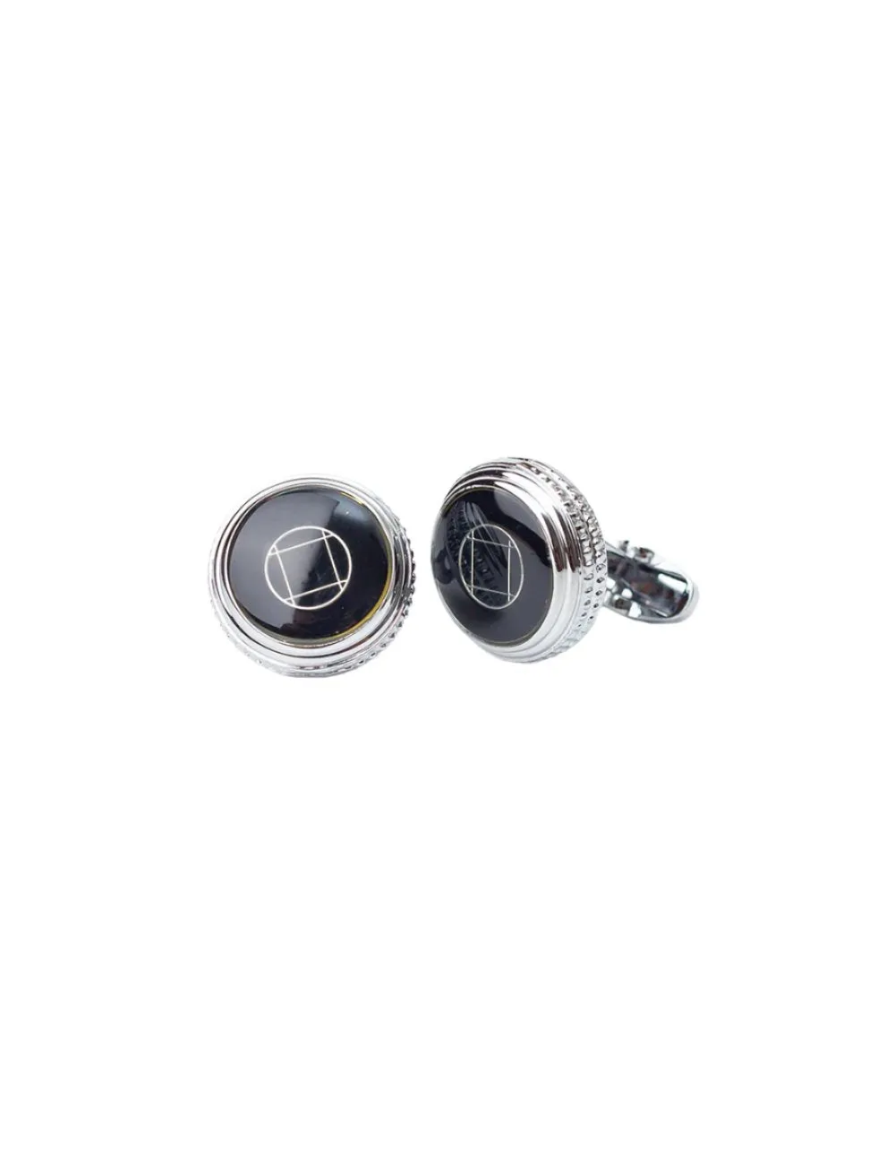 Stylish Silver Cufflinks with Minimalist Black Design