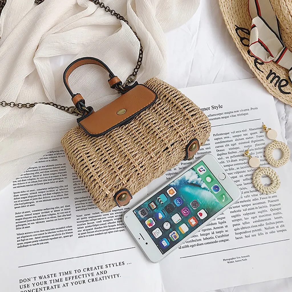 Summer Women Wild Hand Woven Chain Bag Beach Handbag