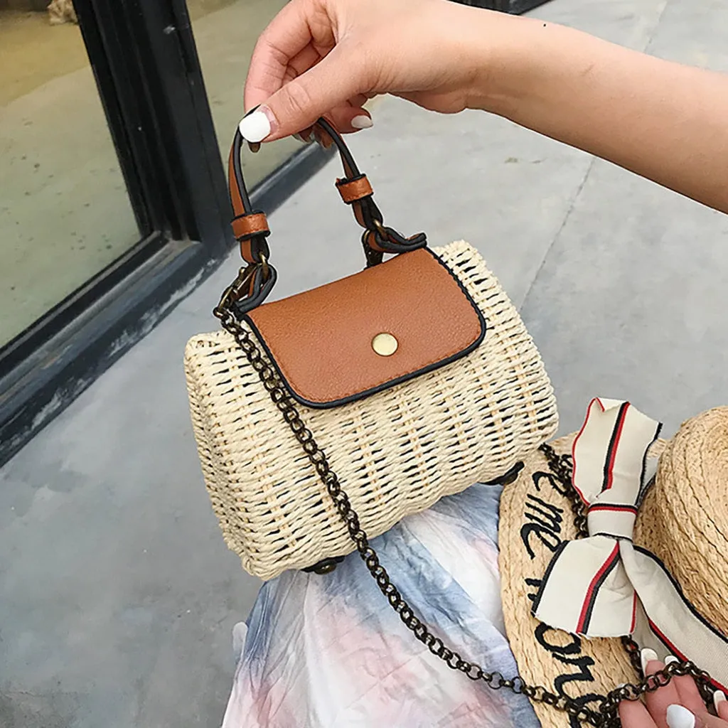 Summer Women Wild Hand Woven Chain Bag Beach Handbag