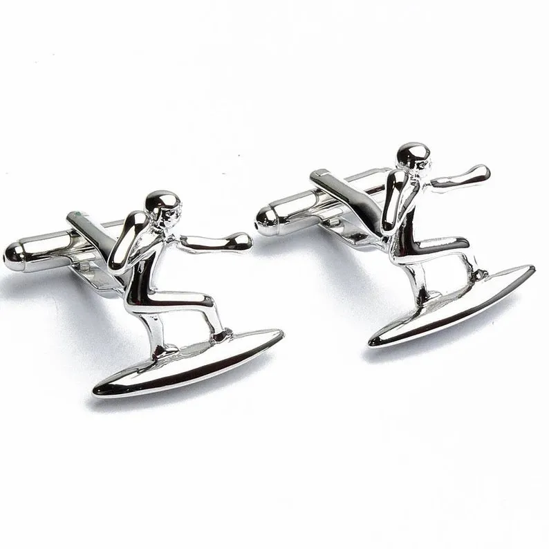 Surfing Silver Cufflinks