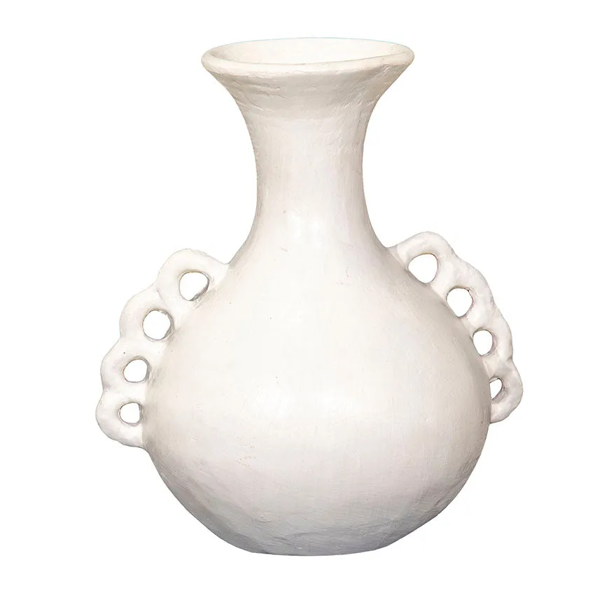 Terracotta Frill Vase White