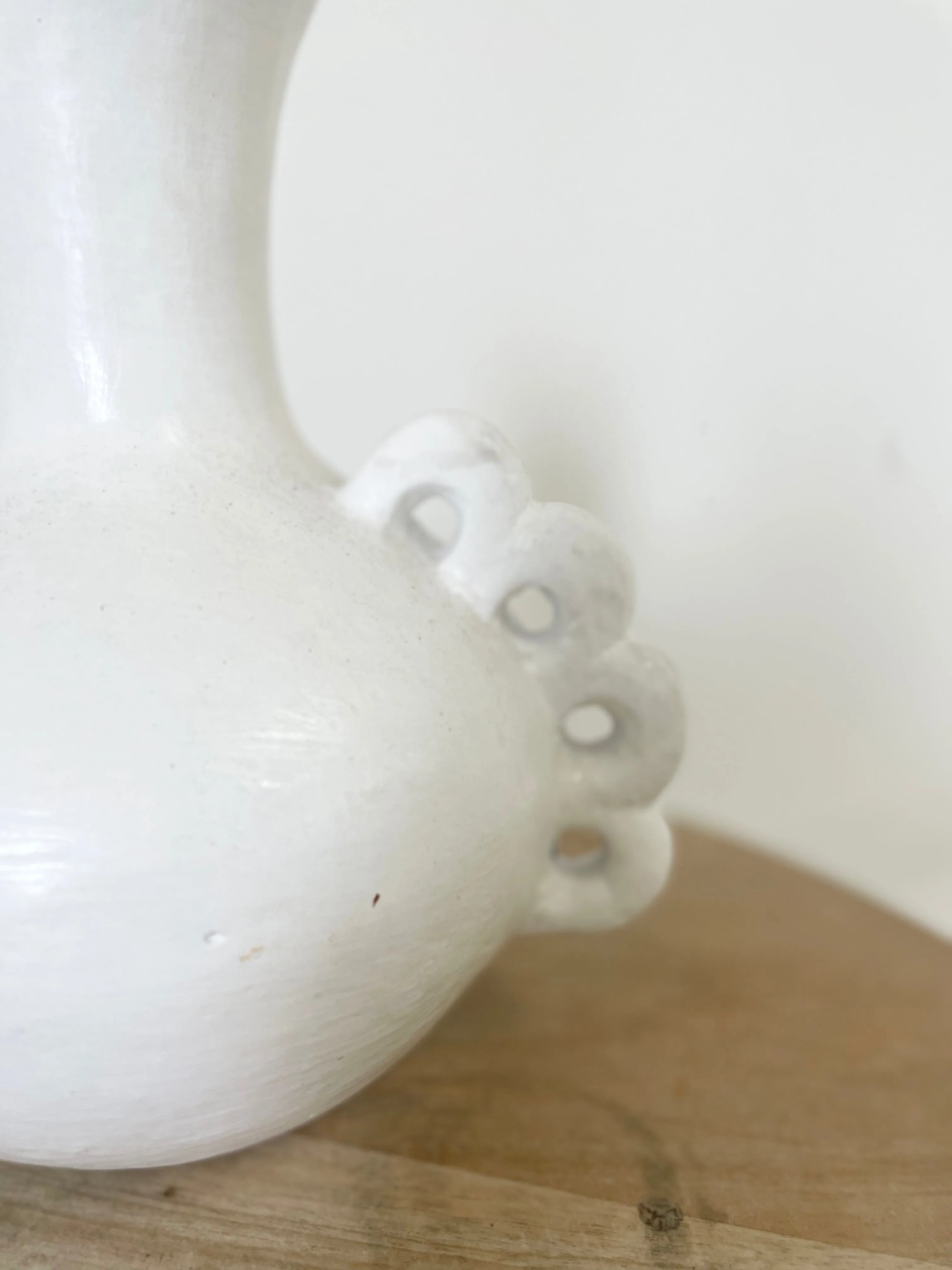 Terracotta Frill Vase White