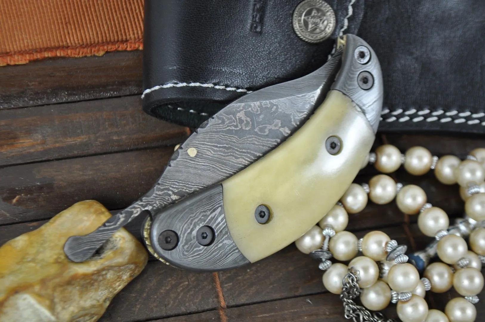 Unique Handmade Folding Knife with Liner Lock