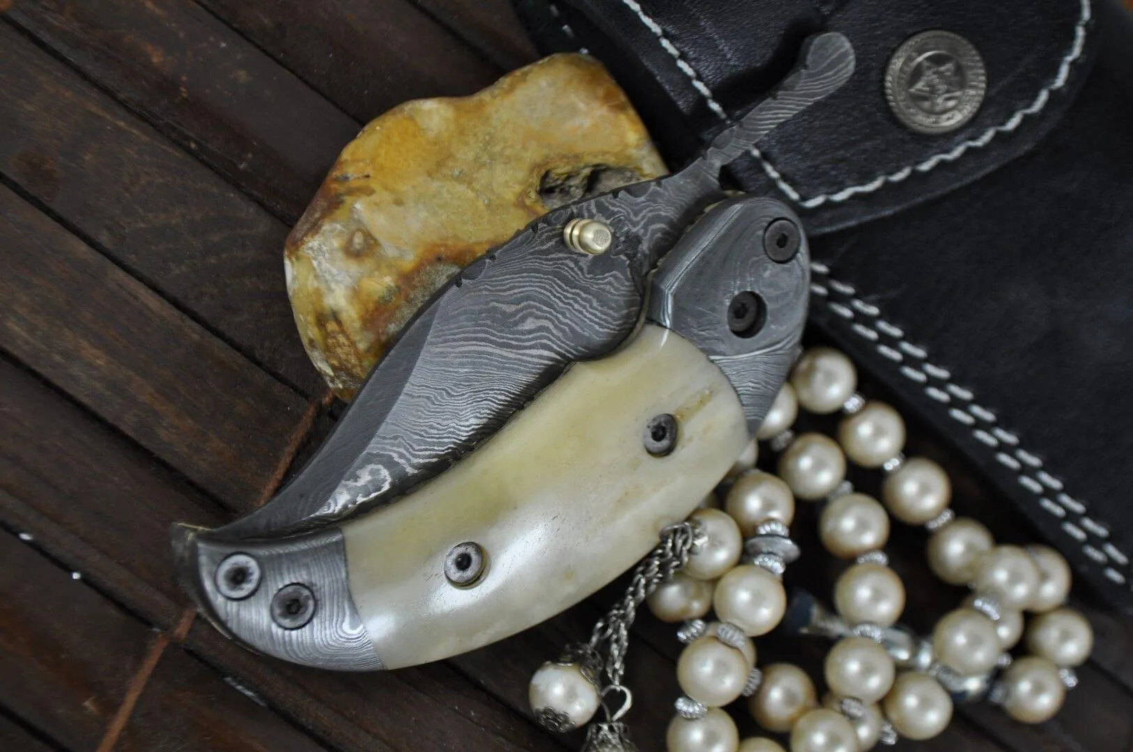 Unique Handmade Folding Knife with Liner Lock