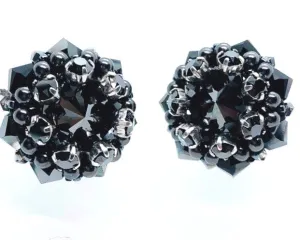 Unique handmade swarovski black silver cufflinks