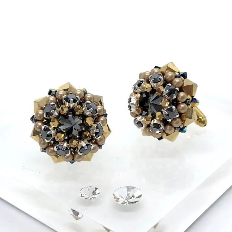 Unique handmade swarovski gold cufflinks