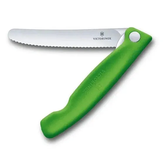 Victorinox Swiss Classic Foldable Paring Knife , 11 CM , Wavy Green Blister.