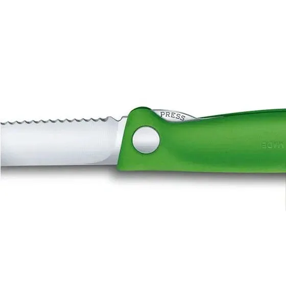 Victorinox Swiss Classic Foldable Paring Knife , 11 CM , Wavy Green Blister.