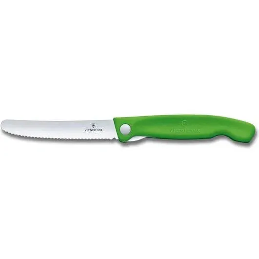 Victorinox Swiss Classic Foldable Paring Knife , 11 CM , Wavy Green Blister.