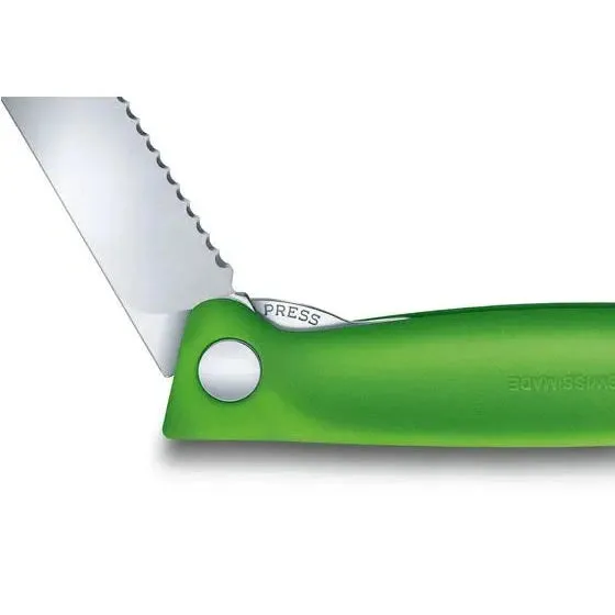 Victorinox Swiss Classic Foldable Paring Knife , 11 CM , Wavy Green Blister.