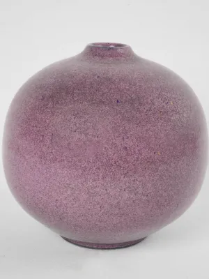 Vintage French ceramic vase w/ purple speckle glaze 8¾"