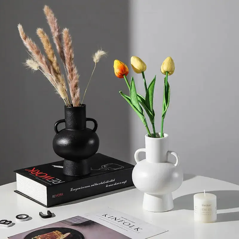 White Black Ceramic Vases