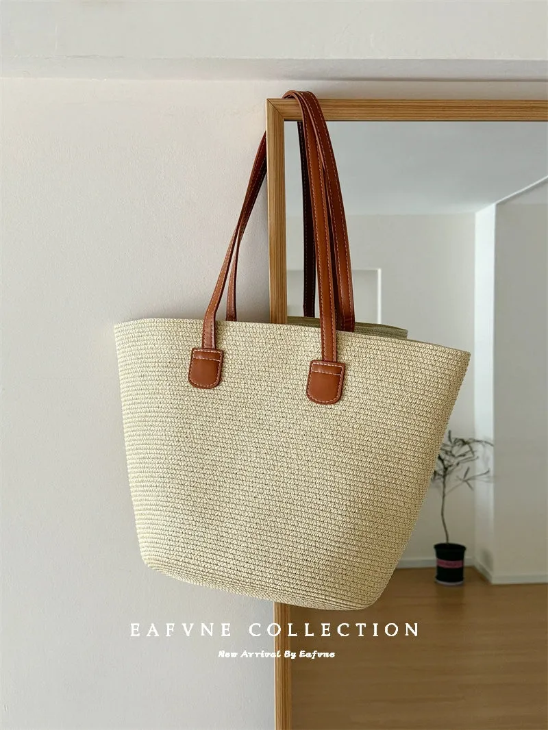 Women's French Beach Bag Fancy Straw Woven Bag