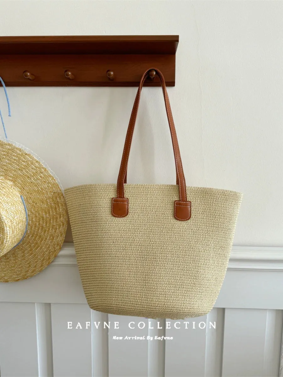 Women's French Beach Bag Fancy Straw Woven Bag