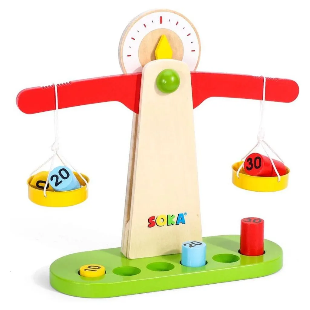 Wooden Learning Toy - Counting Math Game Weighing Scale for Kids 3 