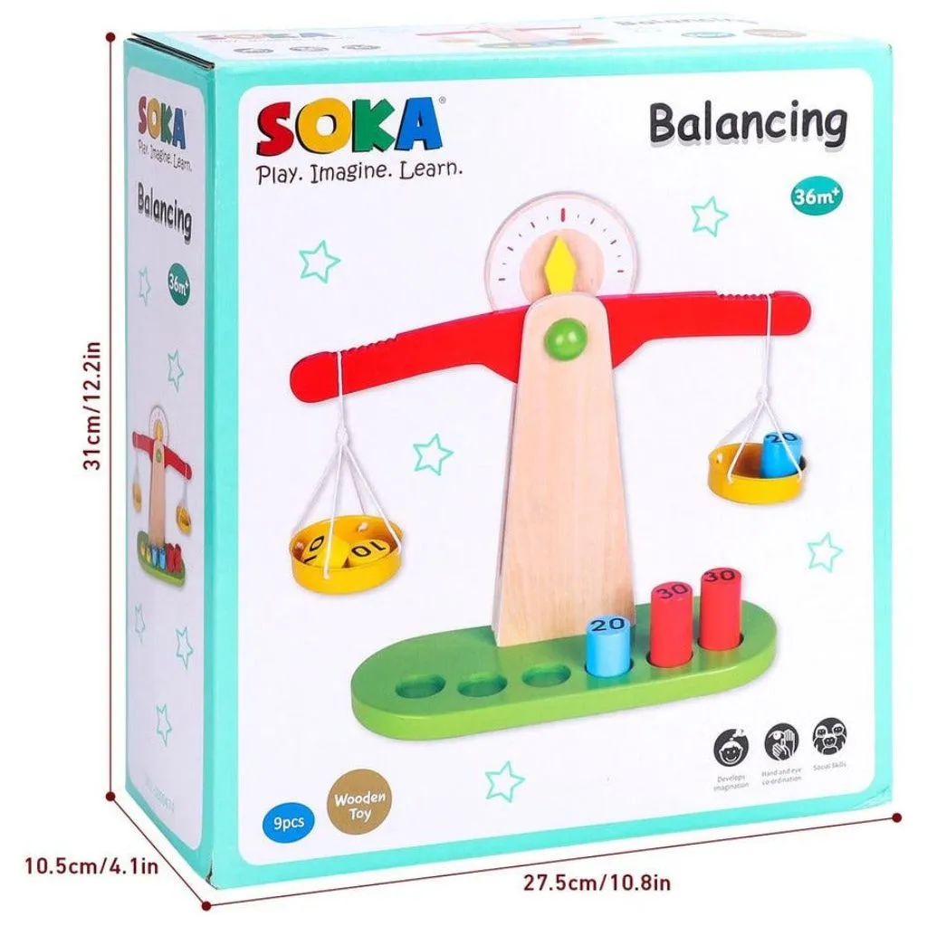 Wooden Learning Toy - Counting Math Game Weighing Scale for Kids 3 